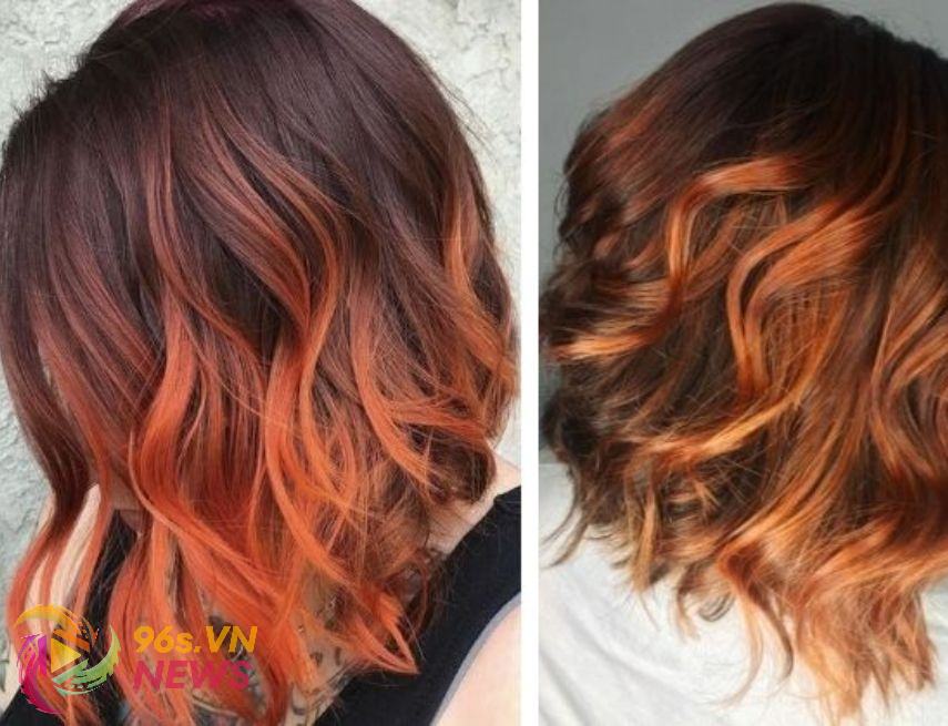 Tóc Highlight Màu Cam Cháy