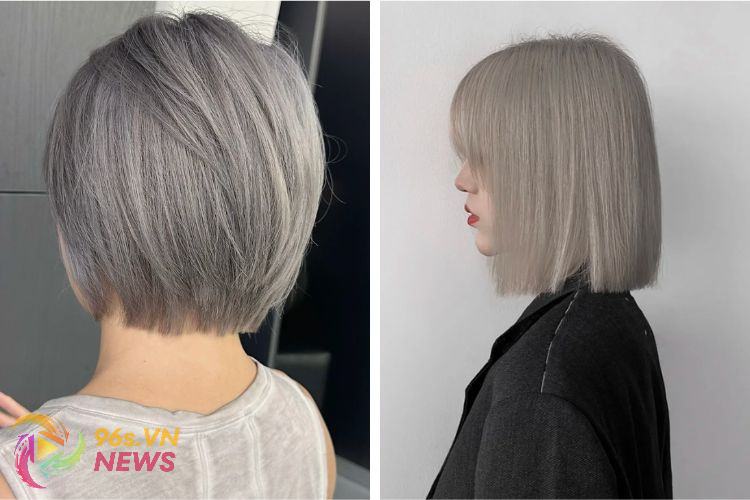 Tóc Bob nhuộm màu xám