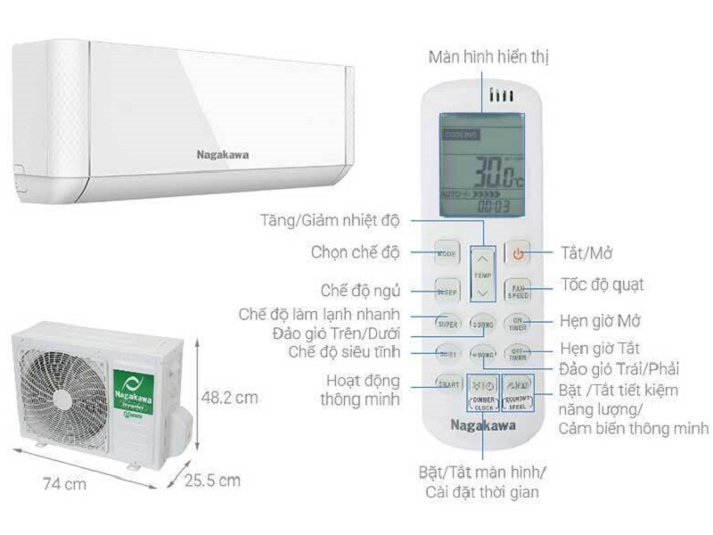 Máy lạnh Nagakawa Inverter 1 HP NIS-C09R2T28