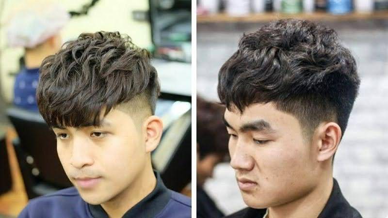 Kiểu tóc xoăn nhẹ mái ngố cạo hai bên