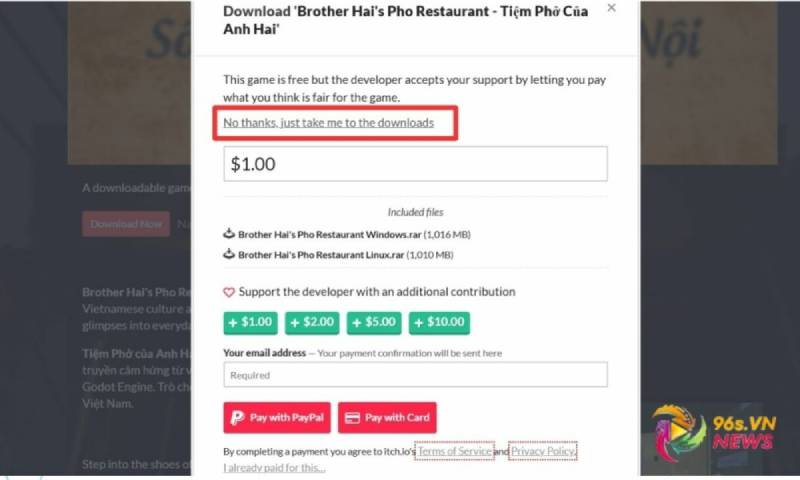 Chọn hình thức tải